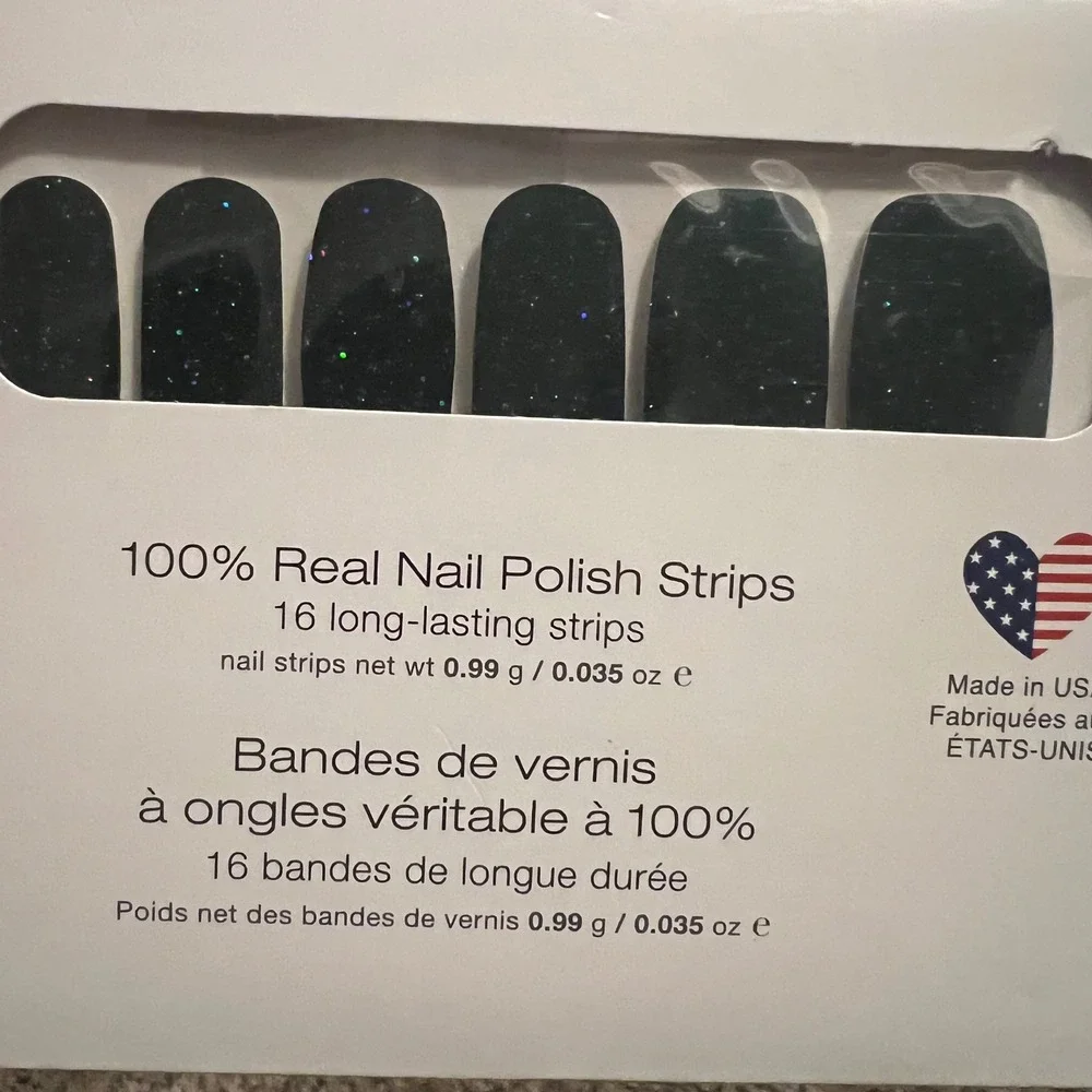 Color Street Scot Topic Dark Green Glitter Nail Polish Strips FMG166 16 Count